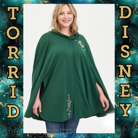 TORRID Disney Hocus Pocus Green Hooded Cape Coat! NWT! - Picture 1 of 7